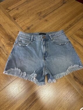 Sincerely Jules Light Blue Frayed Hem Denim Shorts